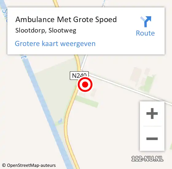 Locatie op kaart van de 112 melding: Ambulance Met Grote Spoed Naar Slootdorp, Slootweg op 10 april 2023 17:47