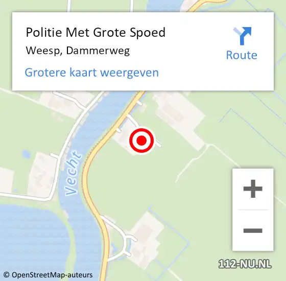 Locatie op kaart van de 112 melding: Politie Met Grote Spoed Naar Weesp, Dammerweg op 10 april 2023 18:03