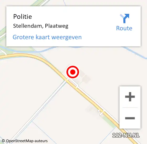 Locatie op kaart van de 112 melding: Politie Stellendam, Plaatweg op 10 april 2023 18:43