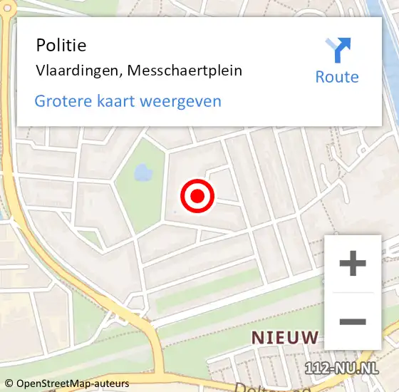 Locatie op kaart van de 112 melding: Politie Vlaardingen, Messchaertplein op 10 april 2023 19:12