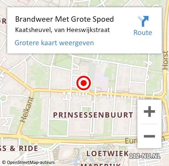 Locatie op kaart van de 112 melding: Brandweer Met Grote Spoed Naar Kaatsheuvel, van Heeswijkstraat op 10 april 2023 19:55