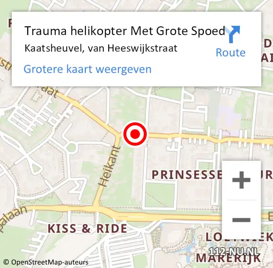 Locatie op kaart van de 112 melding: Trauma helikopter Met Grote Spoed Naar Kaatsheuvel, van Heeswijkstraat op 10 april 2023 19:56