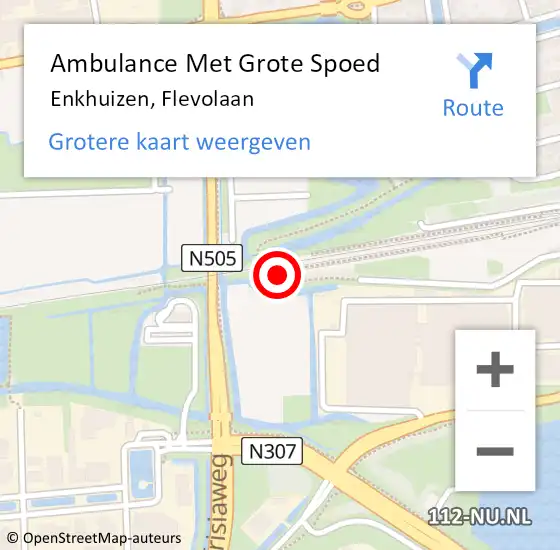 Locatie op kaart van de 112 melding: Ambulance Met Grote Spoed Naar Enkhuizen, Flevolaan op 10 april 2023 20:39