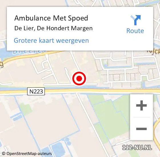 Locatie op kaart van de 112 melding: Ambulance Met Spoed Naar De Lier, De Hondert Margen op 11 april 2023 00:36