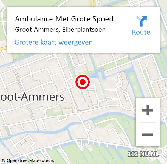 Locatie op kaart van de 112 melding: Ambulance Met Grote Spoed Naar Groot-Ammers, Eiberplantsoen op 11 april 2023 01:41