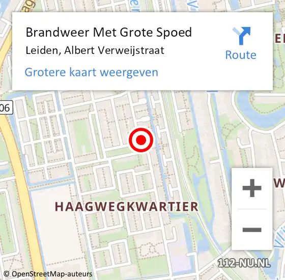 Locatie op kaart van de 112 melding: Brandweer Met Grote Spoed Naar Leiden, Albert Verweijstraat op 11 april 2023 04:24