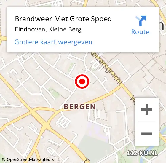 Locatie op kaart van de 112 melding: Brandweer Met Grote Spoed Naar Eindhoven, Kleine Berg op 11 april 2023 08:42