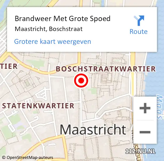 Locatie op kaart van de 112 melding: Brandweer Met Grote Spoed Naar Maastricht, Boschstraat op 11 april 2023 09:07
