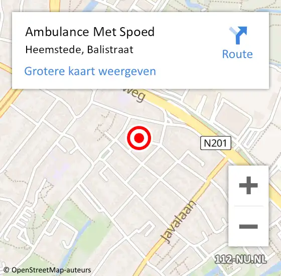 Locatie op kaart van de 112 melding: Ambulance Met Spoed Naar Heemstede, Balistraat op 11 april 2023 10:43