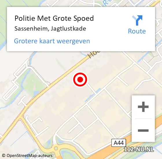 Locatie op kaart van de 112 melding: Politie Met Grote Spoed Naar Sassenheim, Jagtlustkade op 11 april 2023 11:46