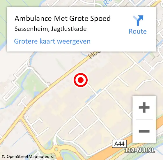 Locatie op kaart van de 112 melding: Ambulance Met Grote Spoed Naar Sassenheim, Jagtlustkade op 11 april 2023 12:05