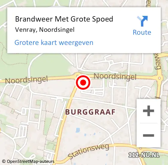 Locatie op kaart van de 112 melding: Brandweer Met Grote Spoed Naar Venray, Noordsingel op 11 april 2023 12:52
