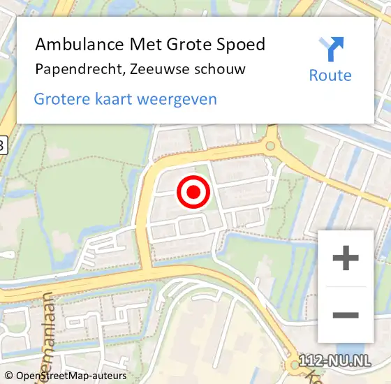 Locatie op kaart van de 112 melding: Ambulance Met Grote Spoed Naar Papendrecht, Zeeuwse schouw op 11 april 2023 13:23