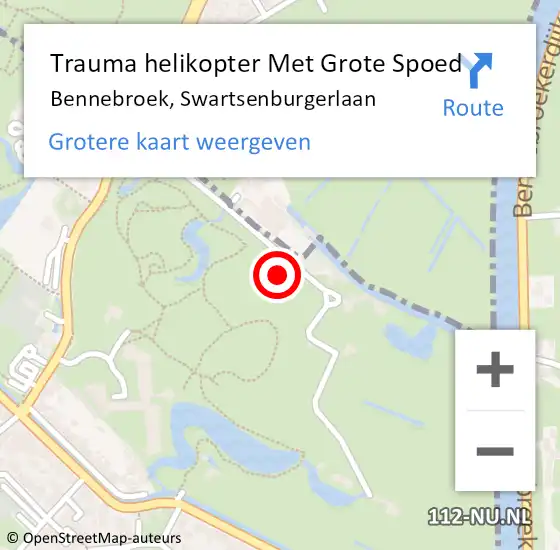 Locatie op kaart van de 112 melding: Trauma helikopter Met Grote Spoed Naar Bennebroek, Swartsenburgerlaan op 11 april 2023 13:45