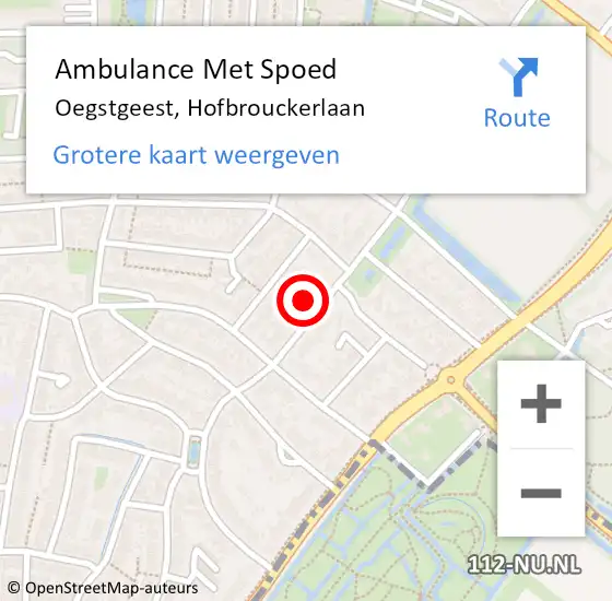Locatie op kaart van de 112 melding: Ambulance Met Spoed Naar Oegstgeest, Hofbrouckerlaan op 11 april 2023 15:24