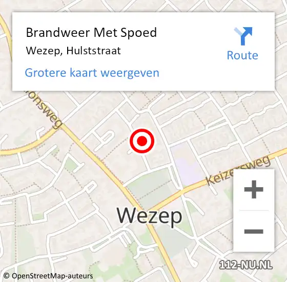Locatie op kaart van de 112 melding: Brandweer Met Spoed Naar Wezep, Hulststraat op 11 april 2023 15:56