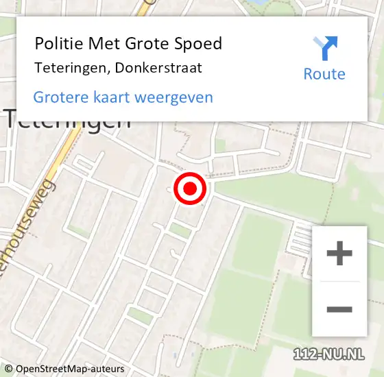 Locatie op kaart van de 112 melding: Politie Met Grote Spoed Naar Teteringen, Donkerstraat op 11 april 2023 16:27