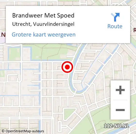 Locatie op kaart van de 112 melding: Brandweer Met Spoed Naar Utrecht, Vuurvlindersingel op 11 april 2023 18:04