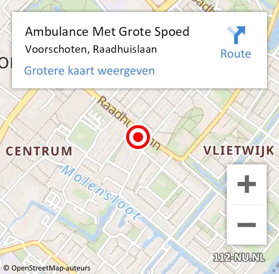 Locatie op kaart van de 112 melding: Ambulance Met Grote Spoed Naar Voorschoten, Raadhuislaan op 11 april 2023 19:20