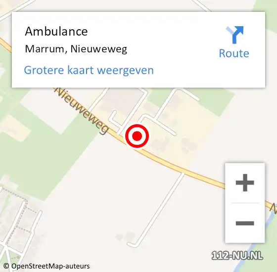 Locatie op kaart van de 112 melding: Ambulance Marrum, Nieuweweg op 11 april 2023 19:46