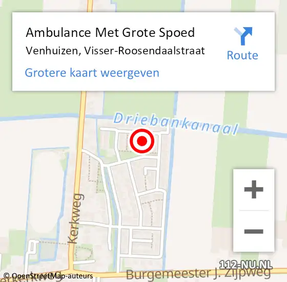 Locatie op kaart van de 112 melding: Ambulance Met Grote Spoed Naar Venhuizen, Visser-Roosendaalstraat op 11 april 2023 20:03