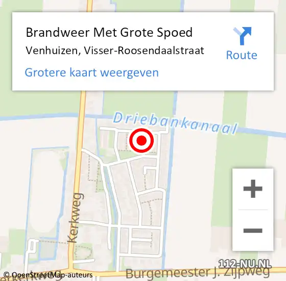 Locatie op kaart van de 112 melding: Brandweer Met Grote Spoed Naar Venhuizen, Visser-Roosendaalstraat op 11 april 2023 20:22