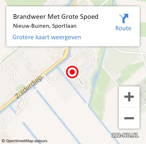 Locatie op kaart van de 112 melding: Brandweer Met Grote Spoed Naar Nieuw-Buinen, Sportlaan op 11 april 2023 22:43