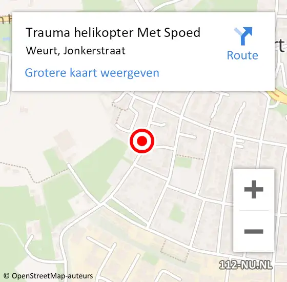 Locatie op kaart van de 112 melding: Trauma helikopter Met Spoed Naar Weurt, Jonkerstraat op 11 april 2023 23:27