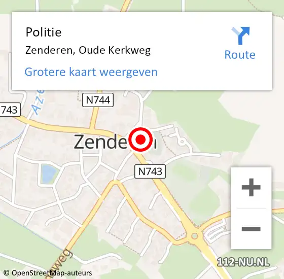 Locatie op kaart van de 112 melding: Politie Zenderen, Oude Kerkweg op 12 april 2023 07:36