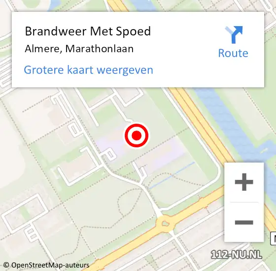 Locatie op kaart van de 112 melding: Brandweer Met Spoed Naar Almere, Marathonlaan op 12 april 2023 12:16