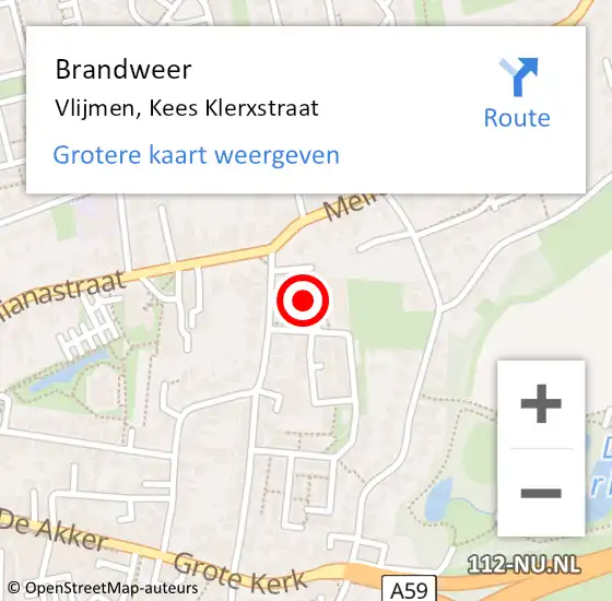 Locatie op kaart van de 112 melding: Brandweer Vlijmen, Kees Klerxstraat op 12 april 2023 12:31