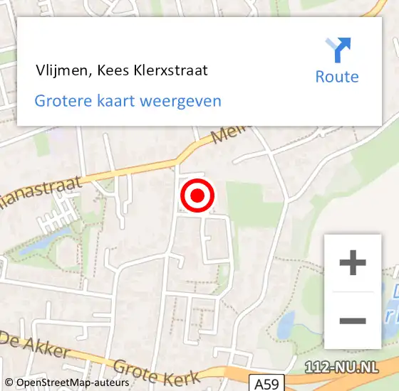Locatie op kaart van de 112 melding:  Vlijmen, Kees Klerxstraat op 12 april 2023 12:31