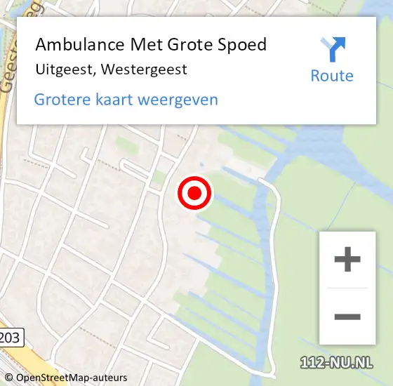 Locatie op kaart van de 112 melding: Ambulance Met Grote Spoed Naar Uitgeest, Westergeest op 12 april 2023 14:19