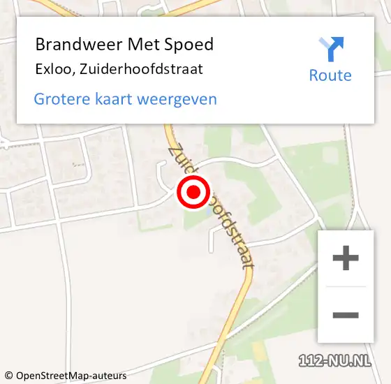 Locatie op kaart van de 112 melding: Brandweer Met Spoed Naar Exloo, Zuiderhoofdstraat op 12 april 2023 14:38