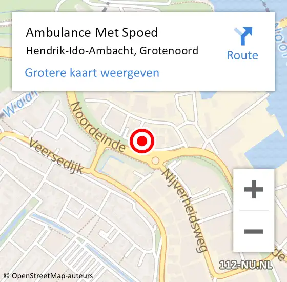 Locatie op kaart van de 112 melding: Ambulance Met Spoed Naar Hendrik-Ido-Ambacht, Grotenoord op 12 april 2023 18:34