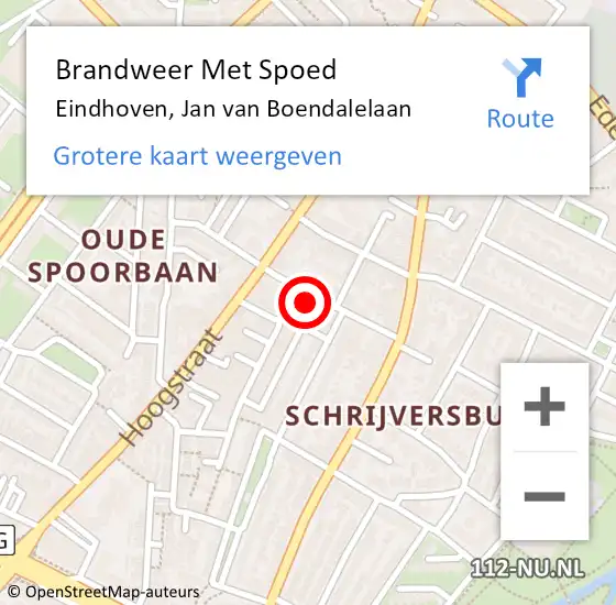 Locatie op kaart van de 112 melding: Brandweer Met Spoed Naar Eindhoven, Jan van Boendalelaan op 12 april 2023 18:50