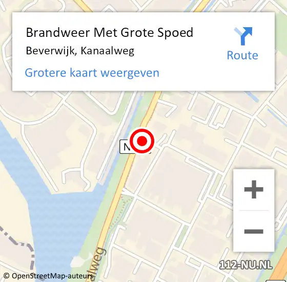 Locatie op kaart van de 112 melding: Brandweer Met Grote Spoed Naar Beverwijk, Kanaalweg op 12 april 2023 19:46