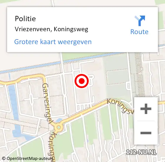 Locatie op kaart van de 112 melding: Politie Vriezenveen, Koningsweg op 12 april 2023 21:49