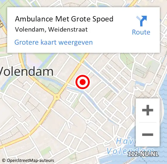 Locatie op kaart van de 112 melding: Ambulance Met Grote Spoed Naar Volendam, Weidenstraat op 12 oktober 2013 09:47