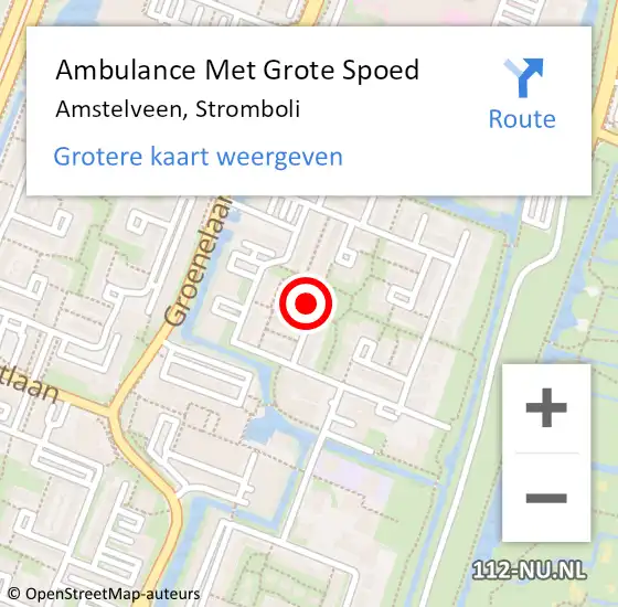 Locatie op kaart van de 112 melding: Ambulance Met Grote Spoed Naar Amstelveen, Stromboli op 13 april 2023 04:13