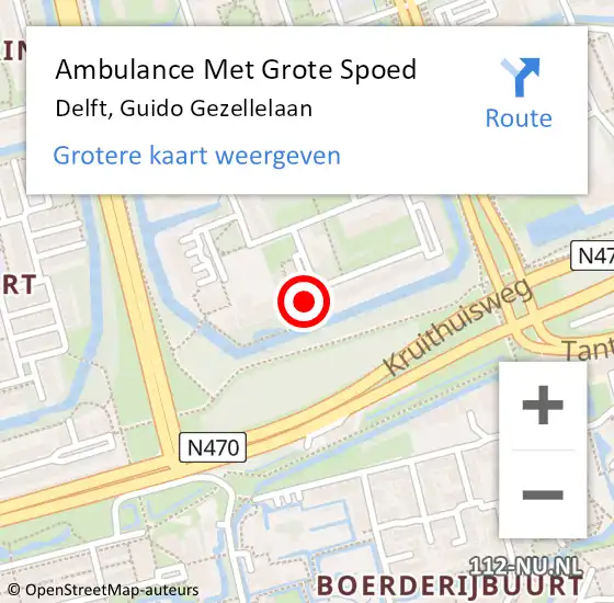 Locatie op kaart van de 112 melding: Ambulance Met Grote Spoed Naar Delft, Guido Gezellelaan op 13 april 2023 04:52