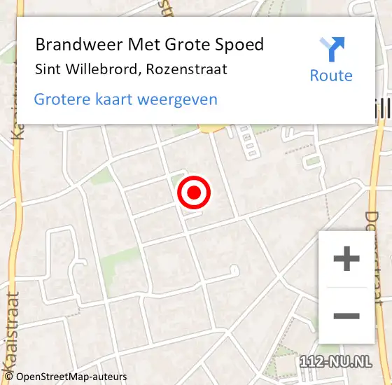 Locatie op kaart van de 112 melding: Brandweer Met Grote Spoed Naar Sint Willebrord, Rozenstraat op 13 april 2023 08:09