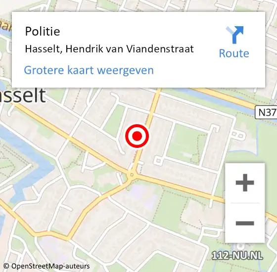 Locatie op kaart van de 112 melding: Politie Hasselt, Hendrik van Viandenstraat op 13 april 2023 08:31
