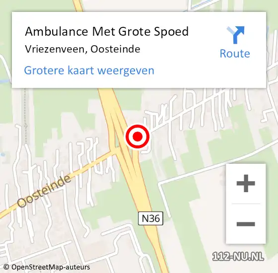 Locatie op kaart van de 112 melding: Ambulance Met Grote Spoed Naar Vriezenveen, Oosteinde op 13 april 2023 08:46