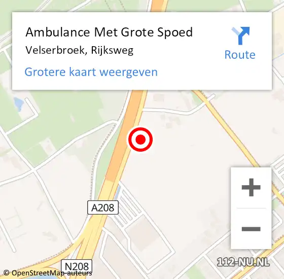 Locatie op kaart van de 112 melding: Ambulance Met Grote Spoed Naar Velserbroek, Rijksweg op 13 april 2023 09:35