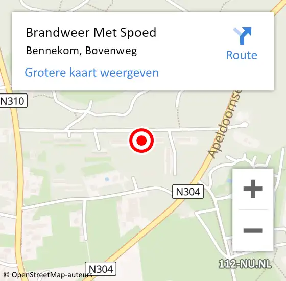 Locatie op kaart van de 112 melding: Brandweer Met Spoed Naar Bennekom, Bovenweg op 13 april 2023 10:03