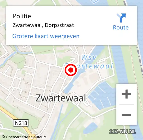 Locatie op kaart van de 112 melding: Politie Zwartewaal, Dorpsstraat op 13 april 2023 12:59