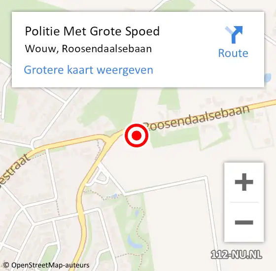 Locatie op kaart van de 112 melding: Politie Met Grote Spoed Naar Wouw, Roosendaalsebaan op 13 april 2023 13:43