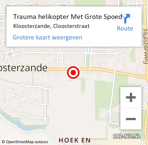 Locatie op kaart van de 112 melding: Trauma helikopter Met Grote Spoed Naar Kloosterzande, Cloosterstraat op 13 april 2023 15:19