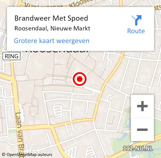 Locatie op kaart van de 112 melding: Brandweer Met Spoed Naar Roosendaal, Nieuwe Markt op 13 april 2023 16:48
